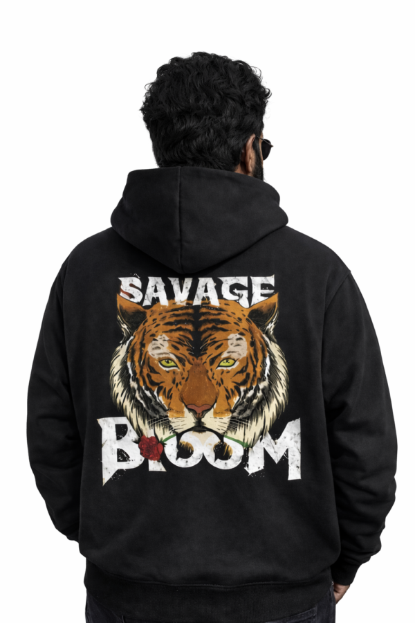 savage bloom oversized black hoodie(unisex)