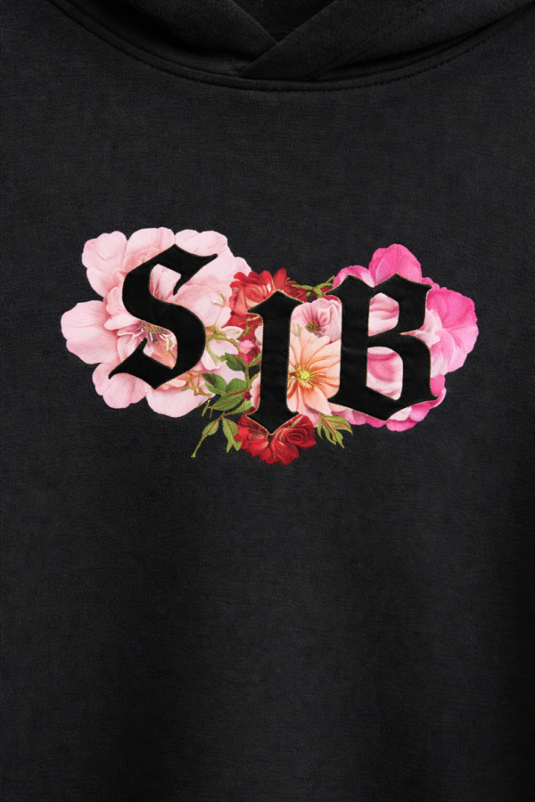 savage bloom oversized black hoodie(unisex)