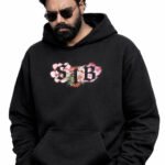 savage bloom oversized black hoodie(unisex)