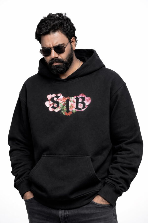 savage bloom oversized black hoodie(unisex)