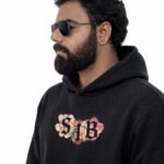 savage bloom oversized black hoodie(unisex)