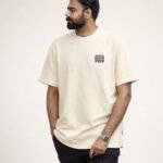 men's 240 gsm oversized beige t shirt
