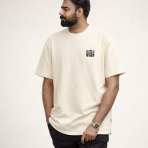 men's 240 gsm oversized beige t shirt