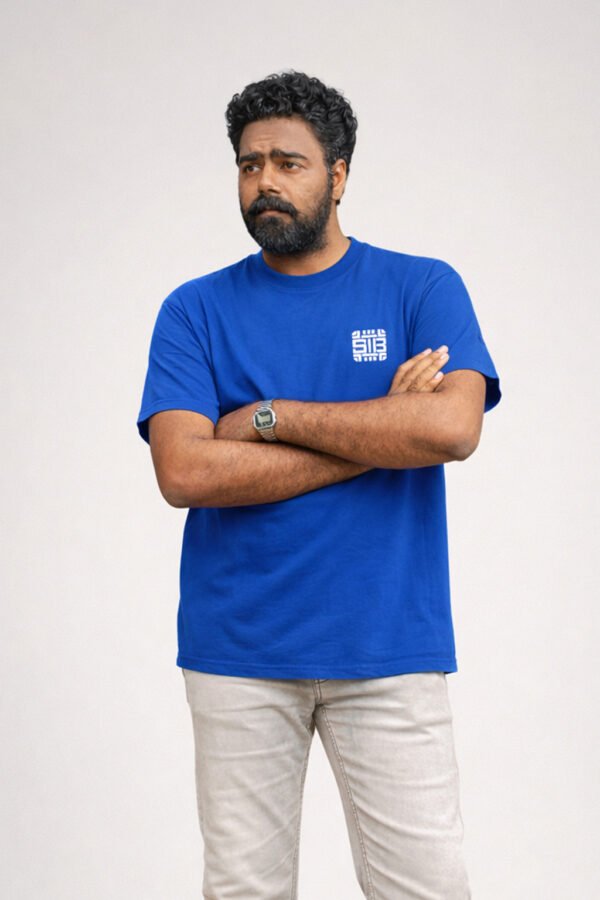 men's 240 gsm oversized royal blue t shirt